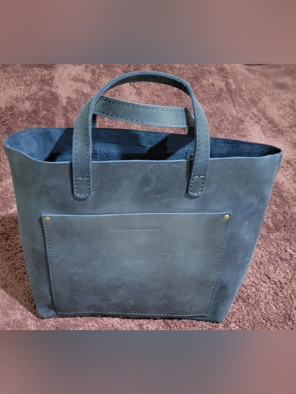Portland Leather Deep Water Medium Classic Tote W/ Large Front  Pocket
